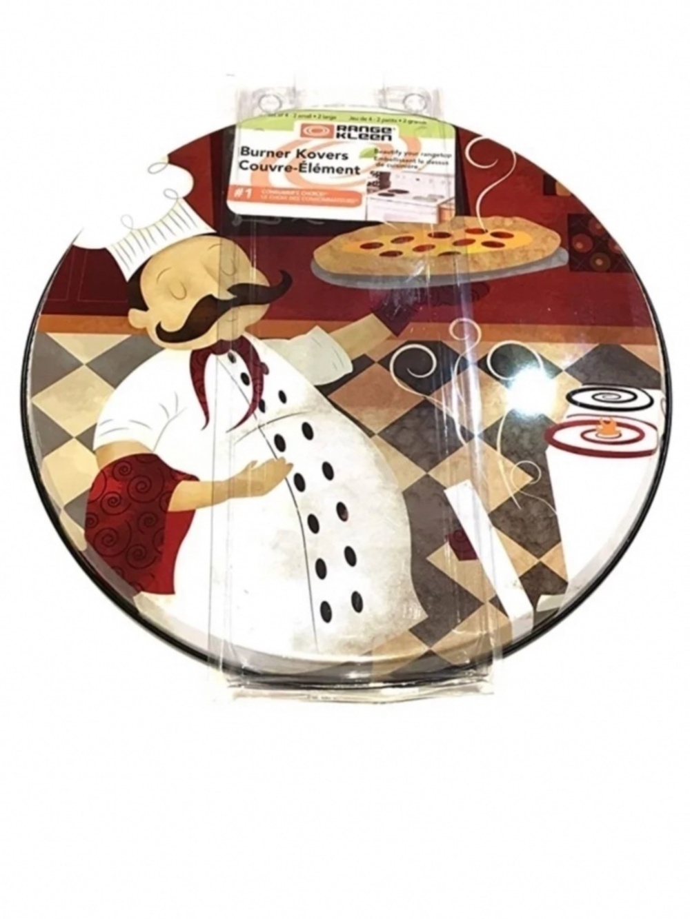 Range Kleen Range Burner Covers Chef Bistro Italian Chef Decor Set of 4